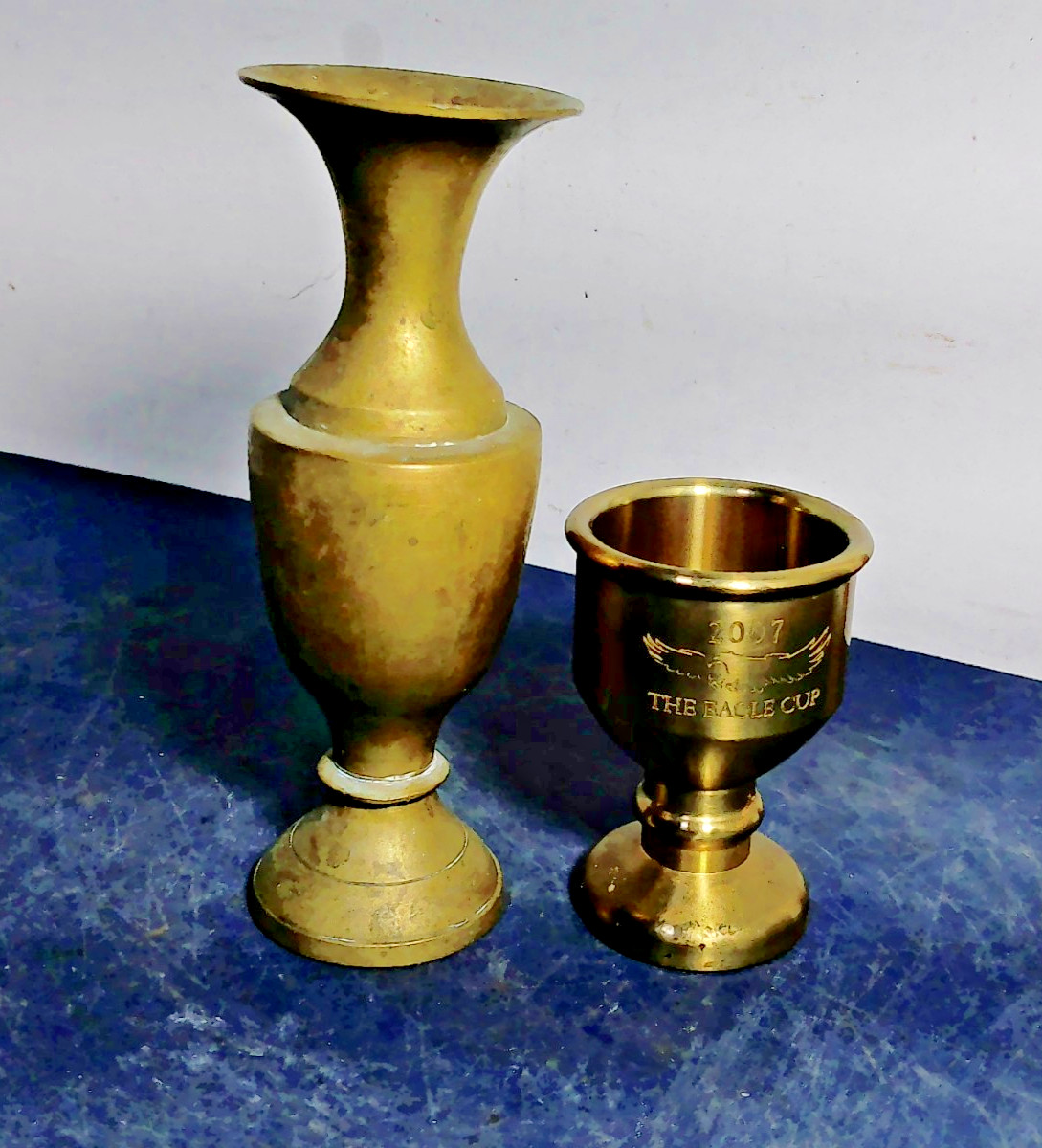 Indian Brass Tone Vase & 2007 Eagle Cup Trophee Lot
