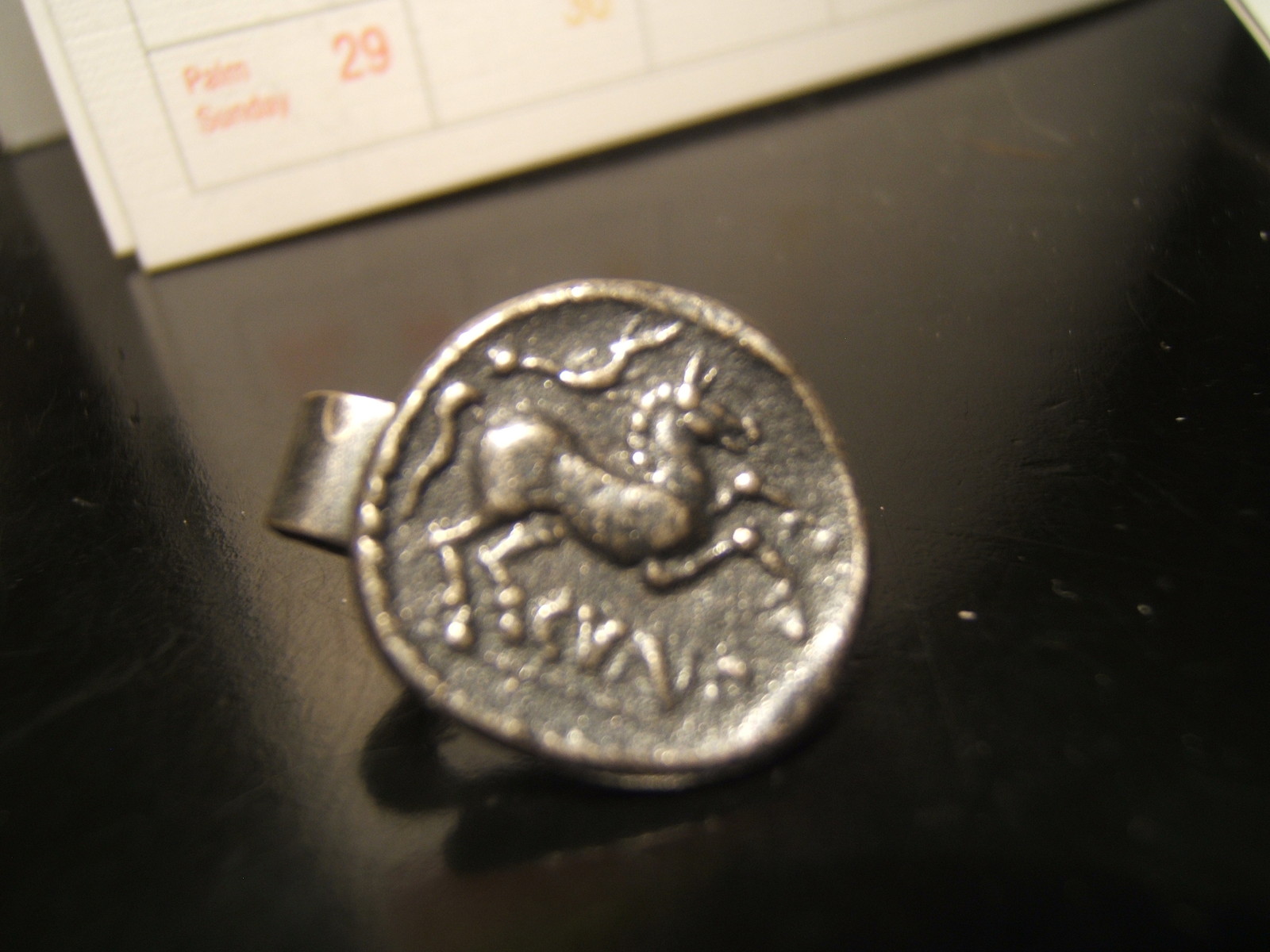 2 GREEK – ROMAN COIN “HORSE -GOD” Tie Clasps 16 mm Beautiful Collectable