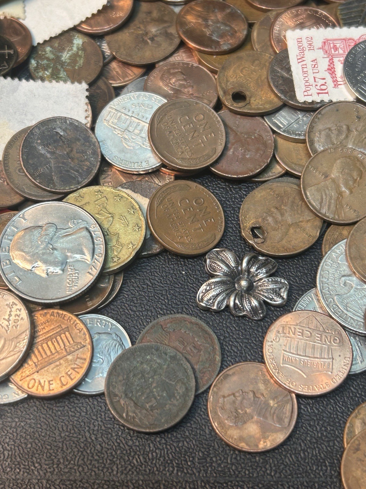 Tin Bank Full Of Coins, Sterling, Stamps, Collectibles Mercury Dimes, Indian 1C