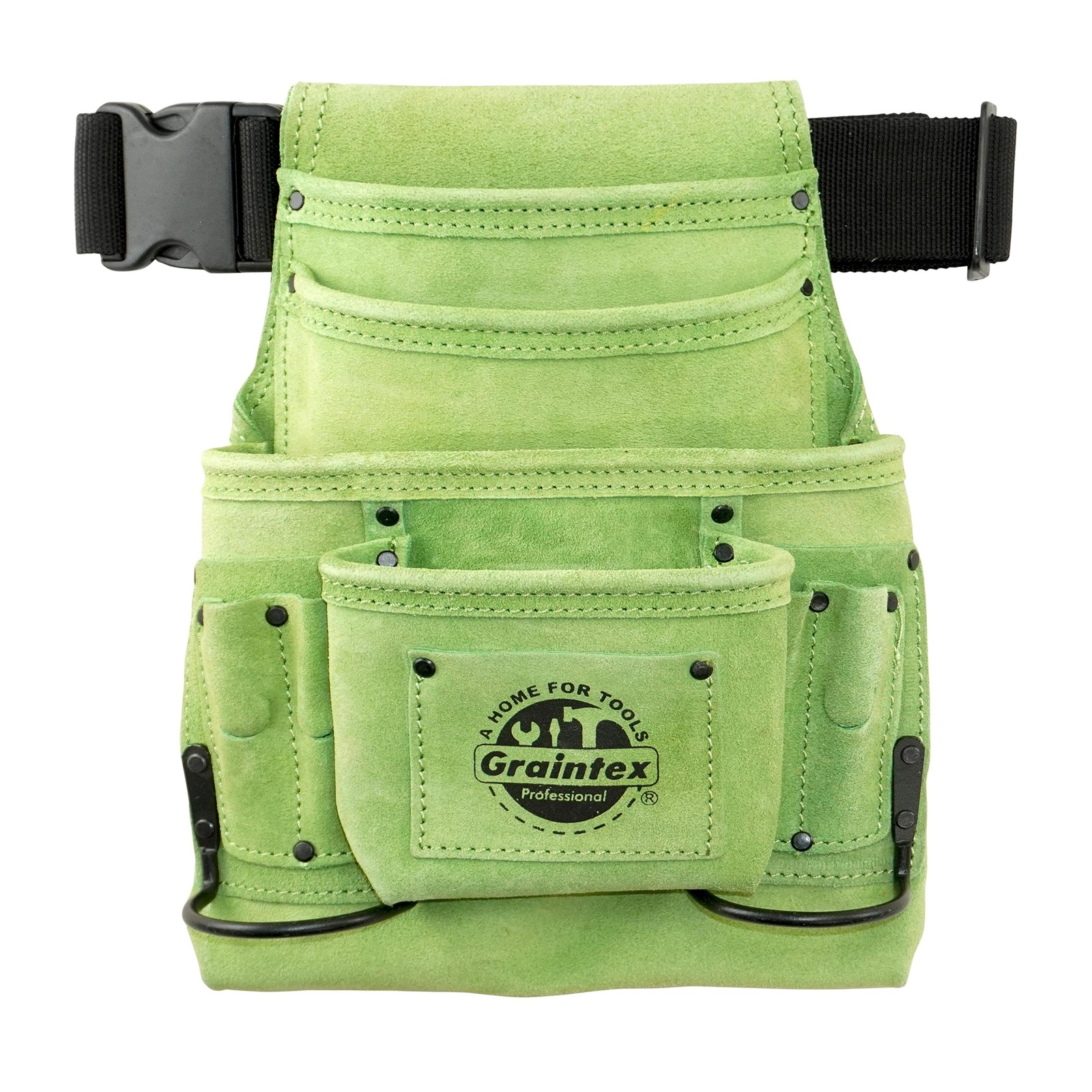 Graintex SS2286 10-Pocket Nail & Tool Pouch, Lime Green Suede Leather