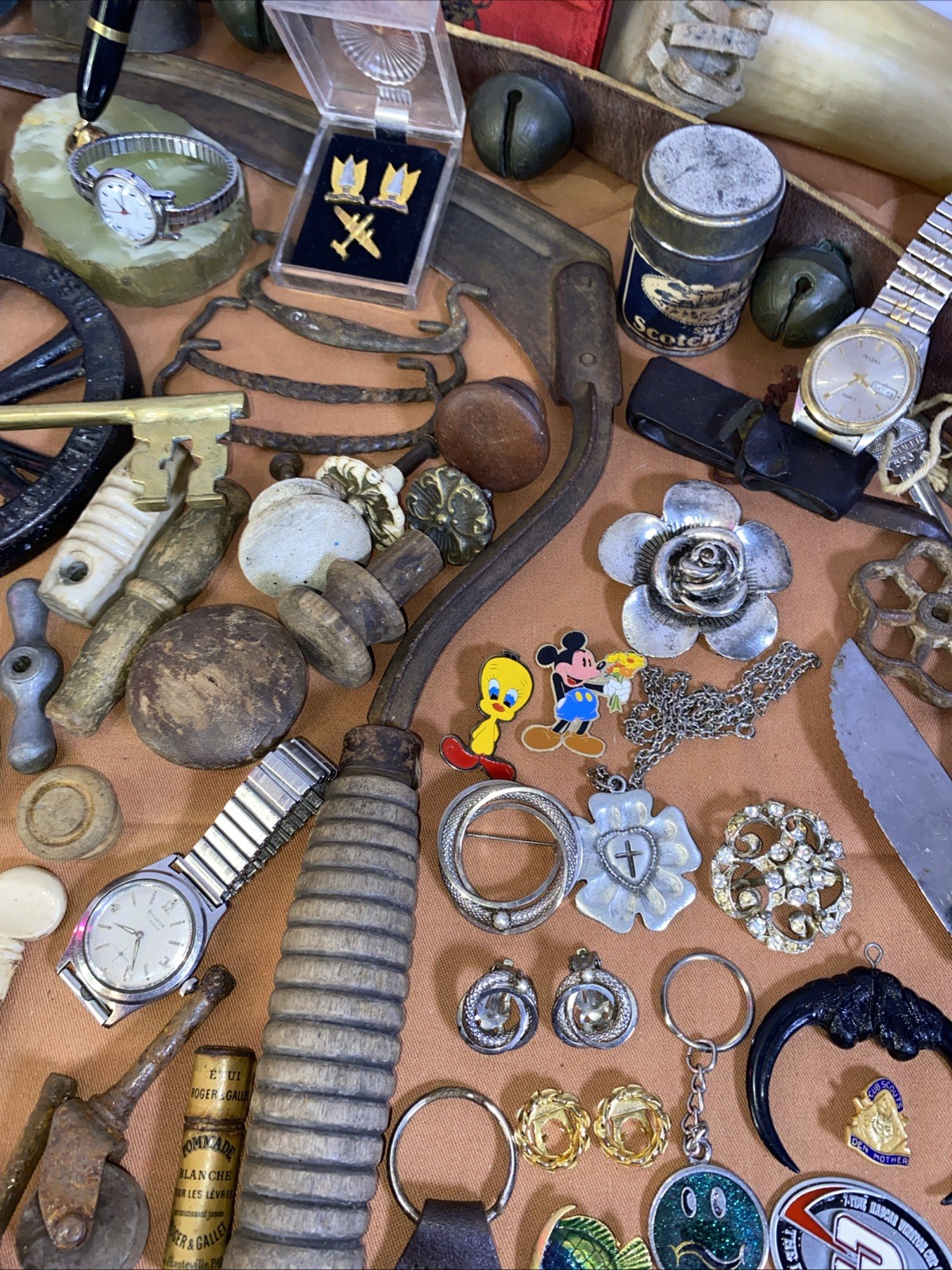 Vintage Junk Drawer Lot 1800’s 1900’s Sterling Silver WW1 Victorian