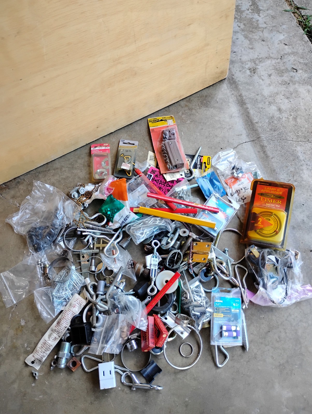 Vintage Junk Drawer Lot Grandpa’s Hardware , Timer Ect.