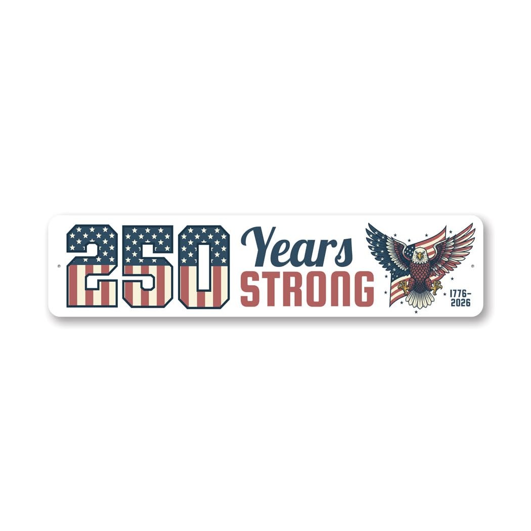 Aluminum 4×18 Fourth of July Eagle Sign 1776–2026 Patriotic Metal Porch Decor