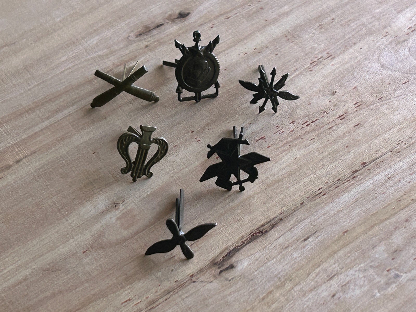 USSR Soviet Union Army Cap Hat Badge Vintage Junk Drawer Lot Of 6 Different