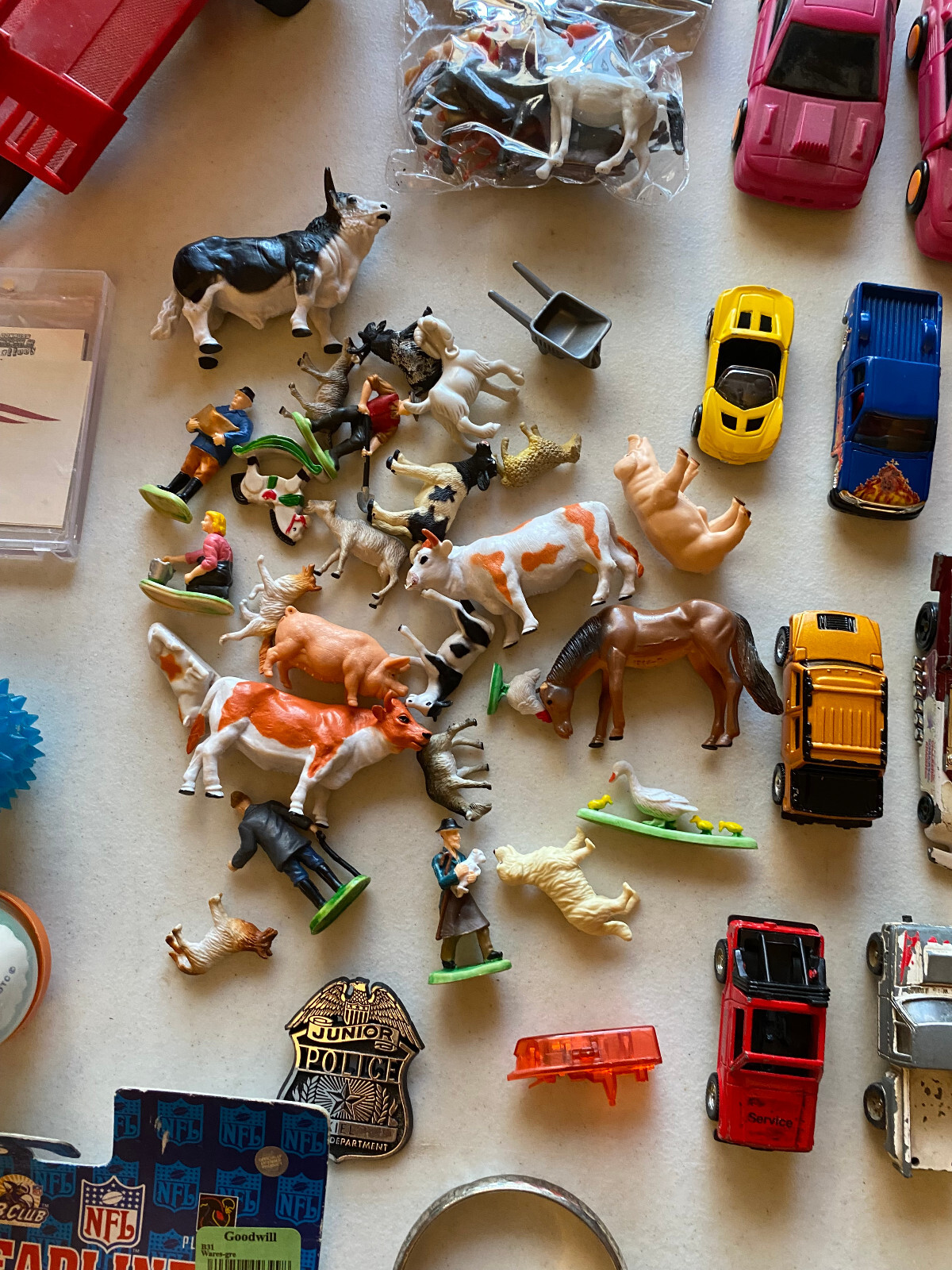 Huge Junk Drawer Toy Games Car Tractors Semi Blocks Figures NFL Stuff Lot Bundle