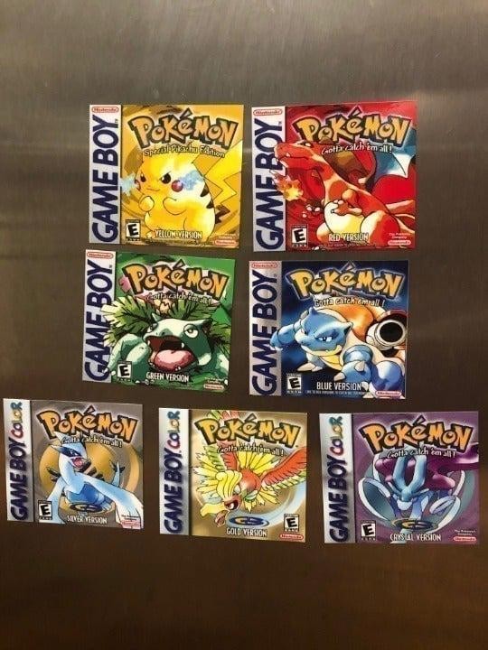 Pokemon fridge magnets original game boy box art