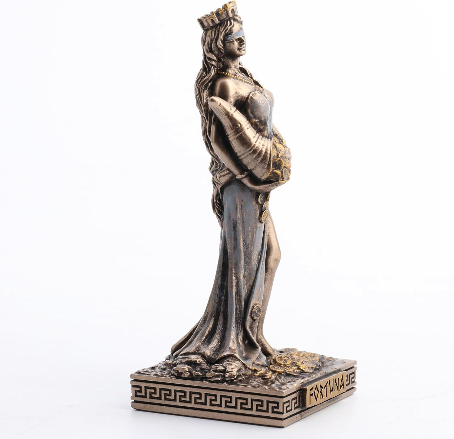 Fortuna Greek Goddess of Good Fortune Miniature Resin Statue 3.5 Inches