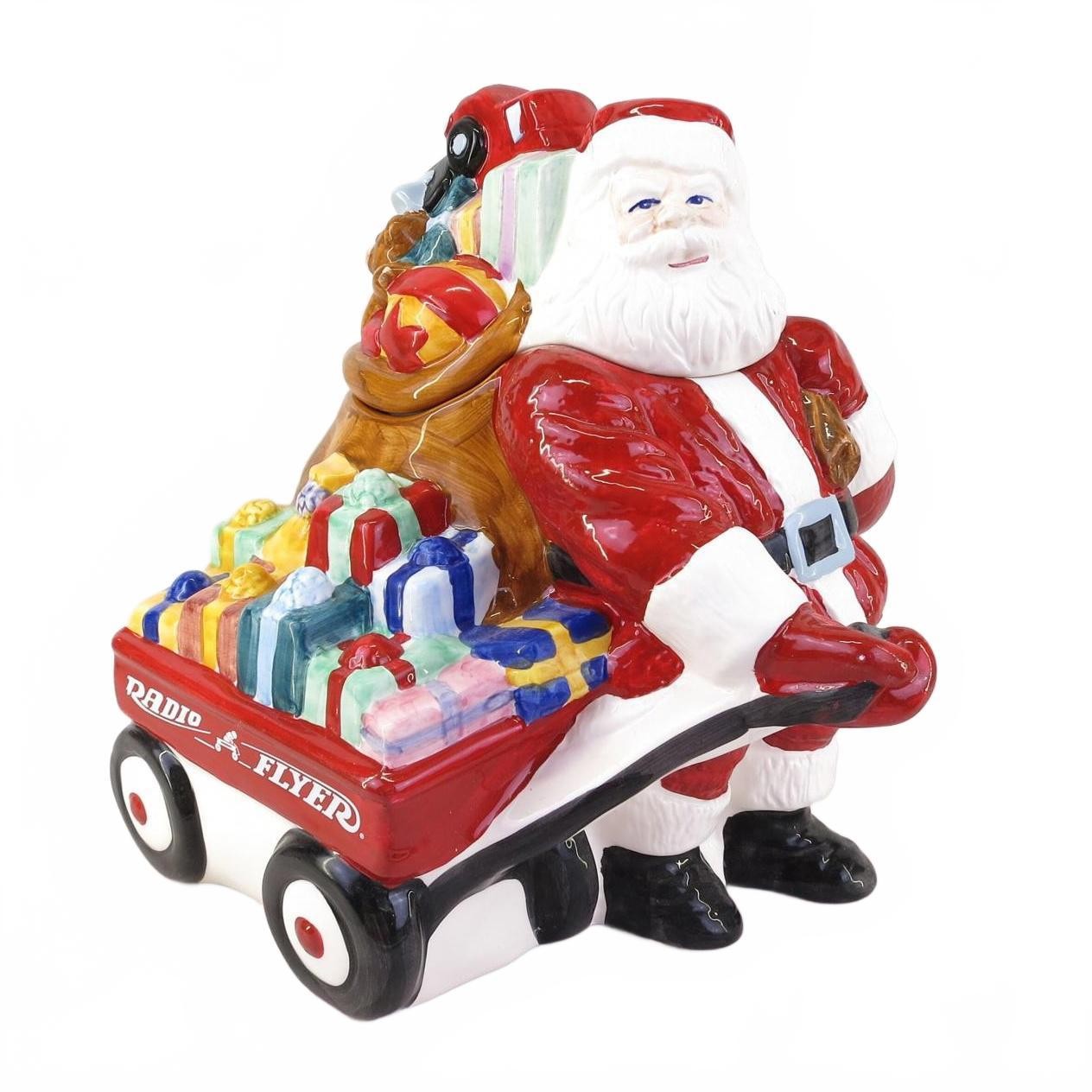 Radio Flyer Wagon Santa Claus Christmas Cookie Jar with Box