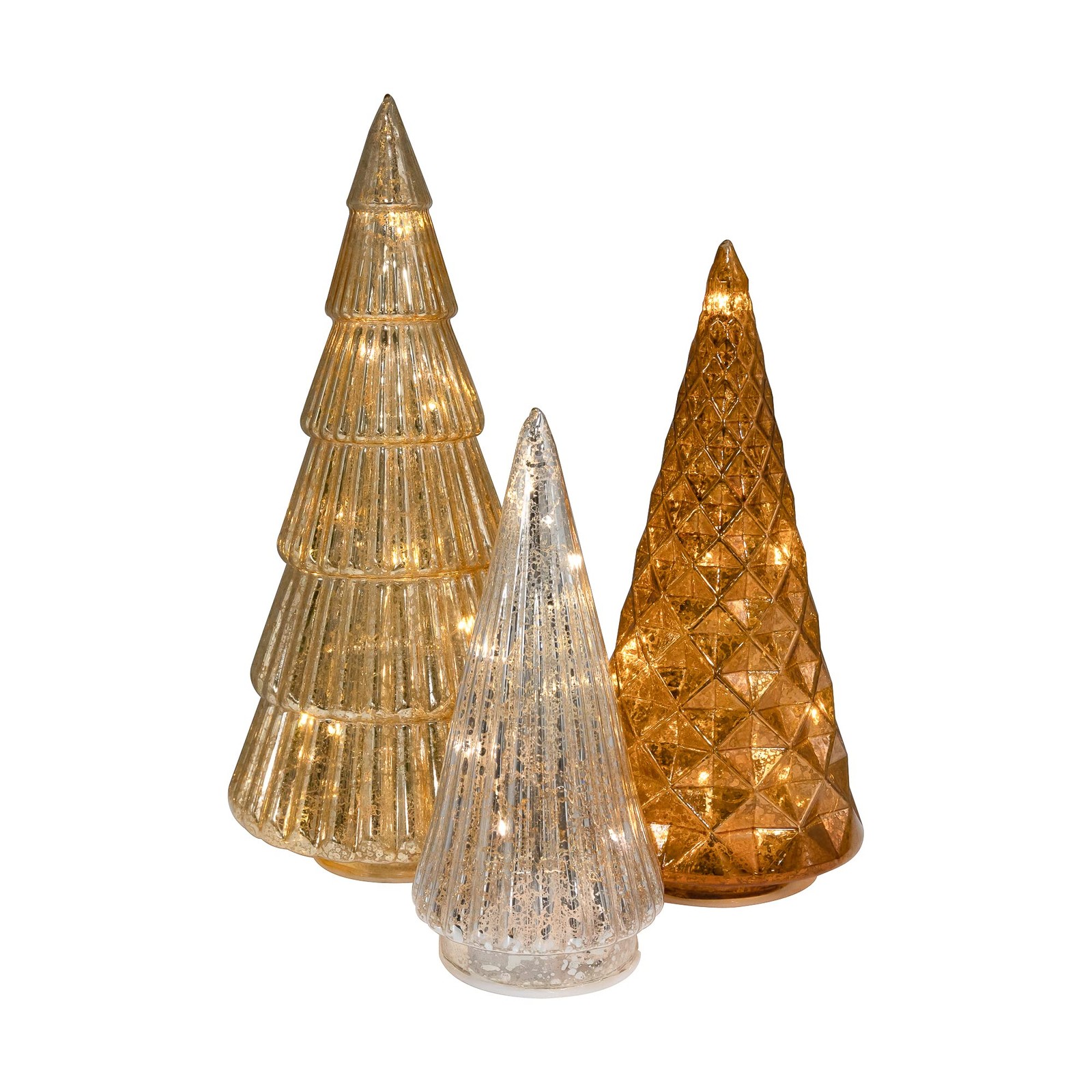 Lumabase Battery Operated Gold Bronze Silver Trees 3 LumaBase Mixed Materials