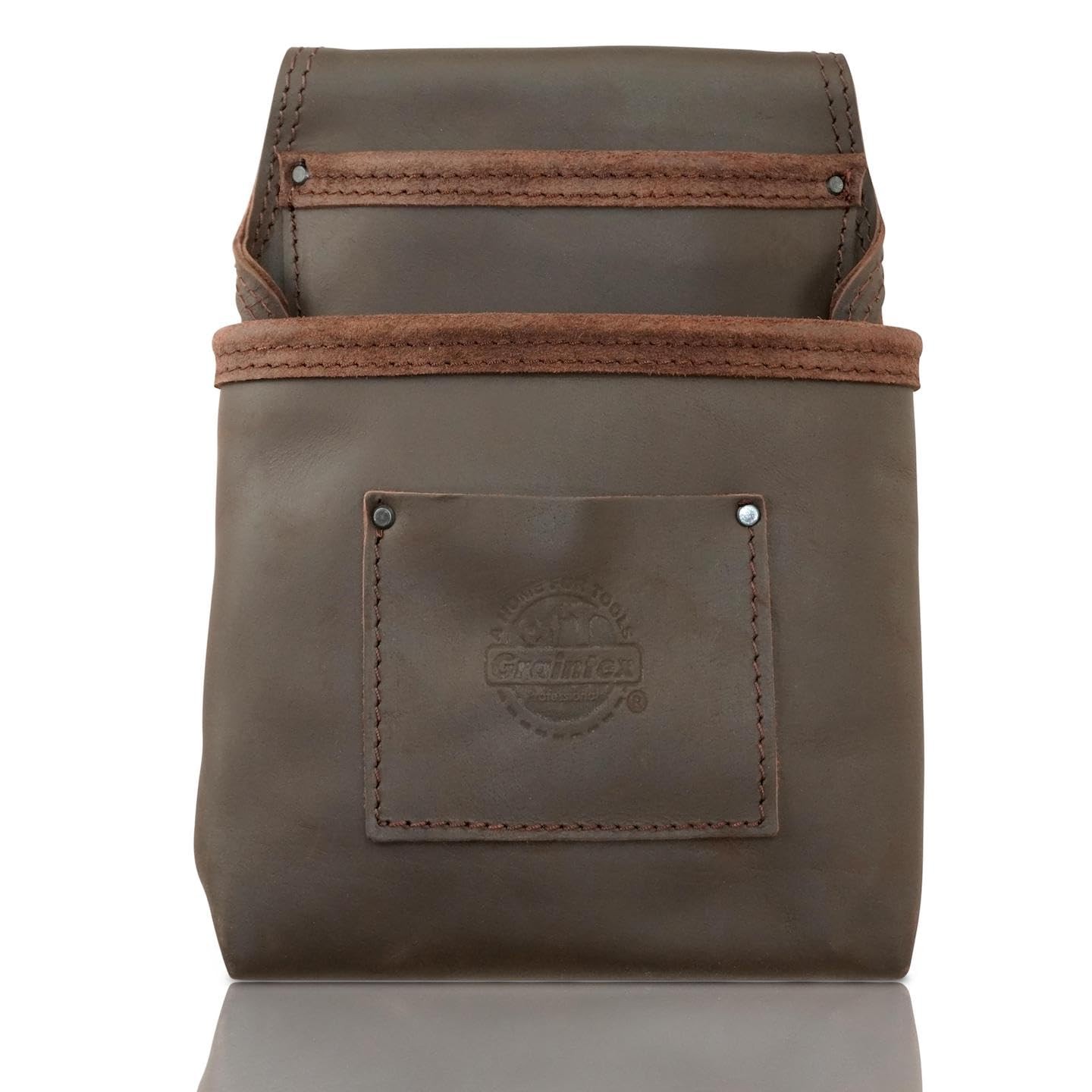 Graintex OS2318 2-Pocket Nail & Tool Pouch Top Grain Leather for Framers & Pros