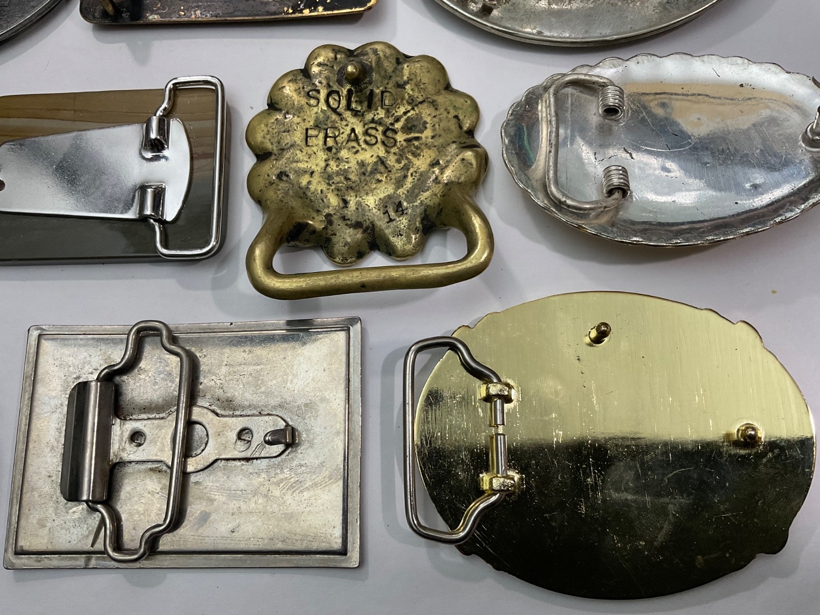 Junk Drawer Lot 10 Belt Buckles Solid Brass Jim Beam Vintage Mixed Lot Retro