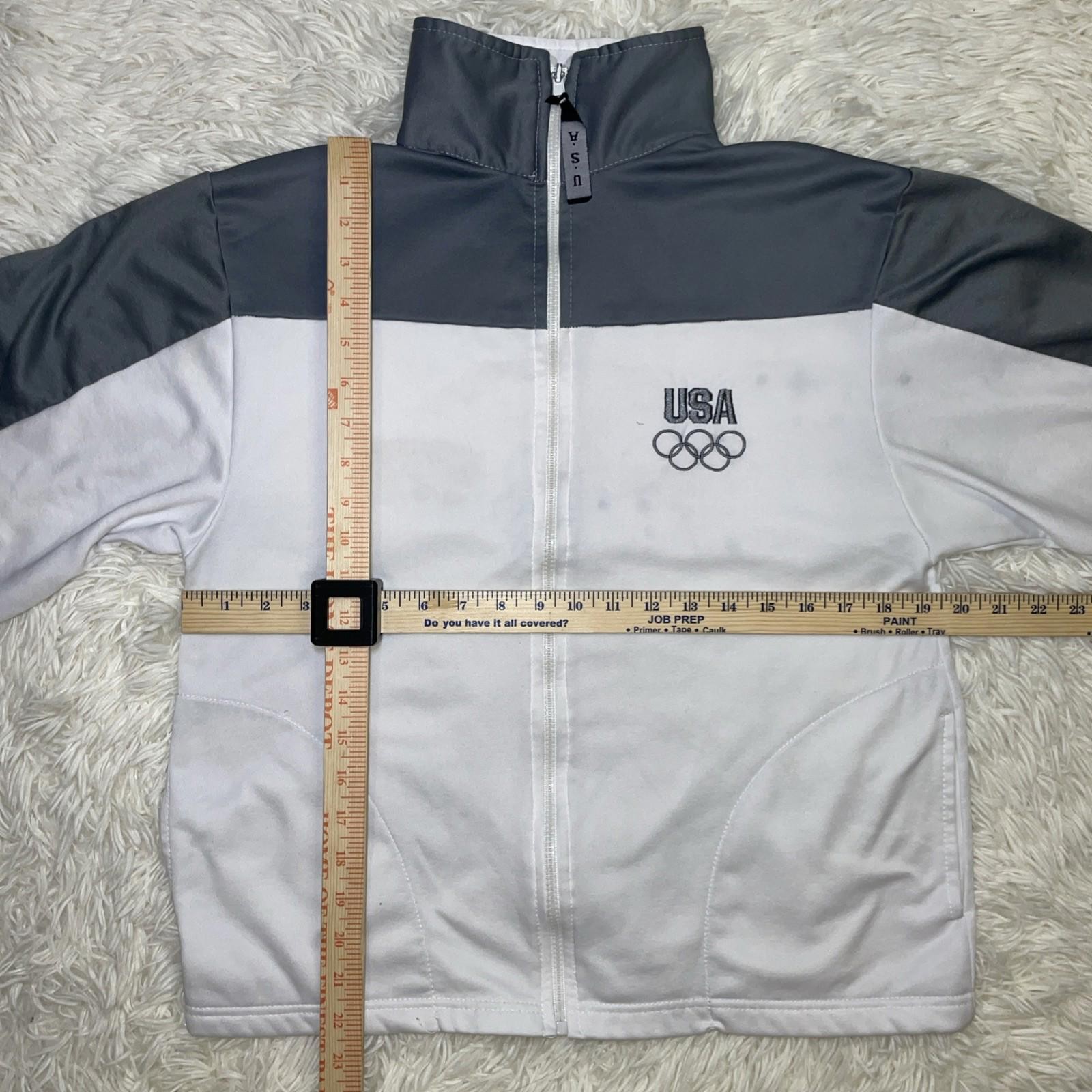 VTG United States Olympic Committee Full Zip Jacket M Unisex White Gray USA MADE