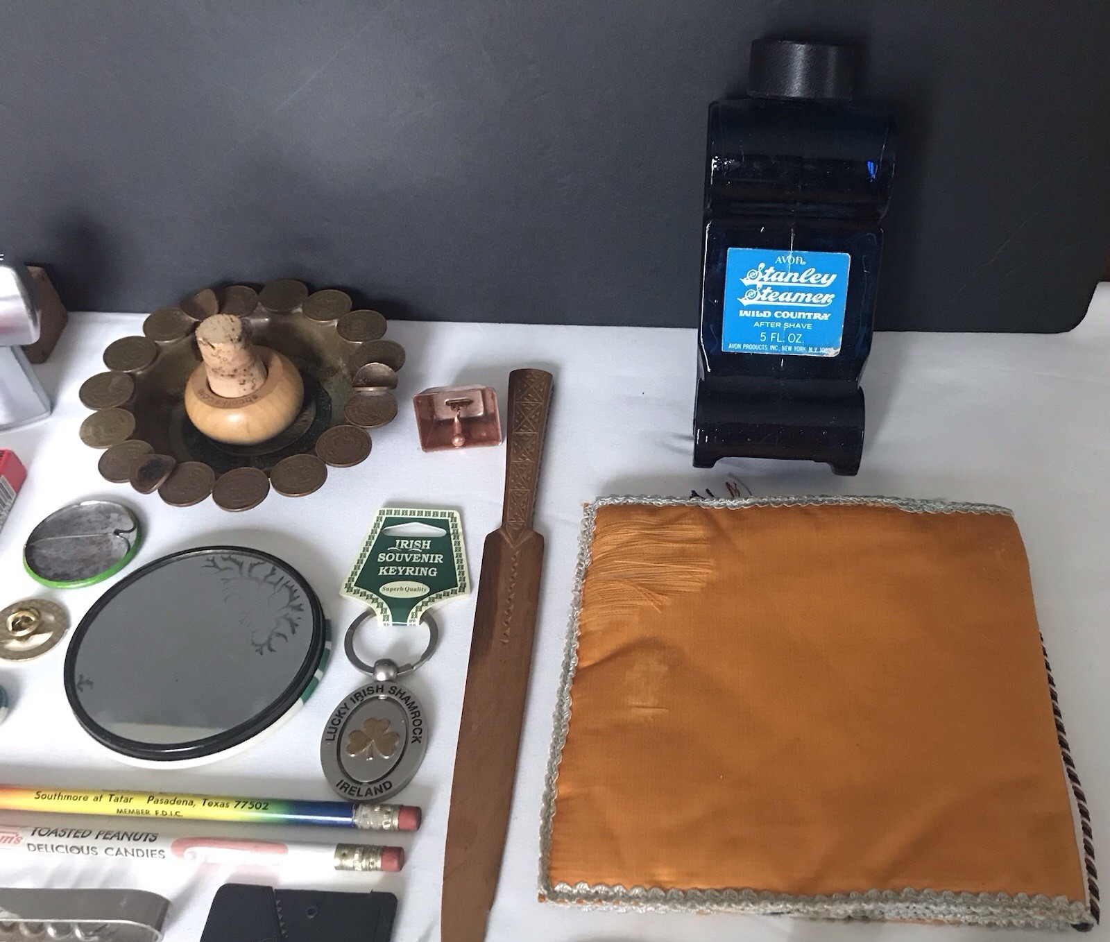 VTG Junk Drawer Estate Lot ~ Military/Avon/Knives/Scout/Seagrams/Zippo/Cigar 55+