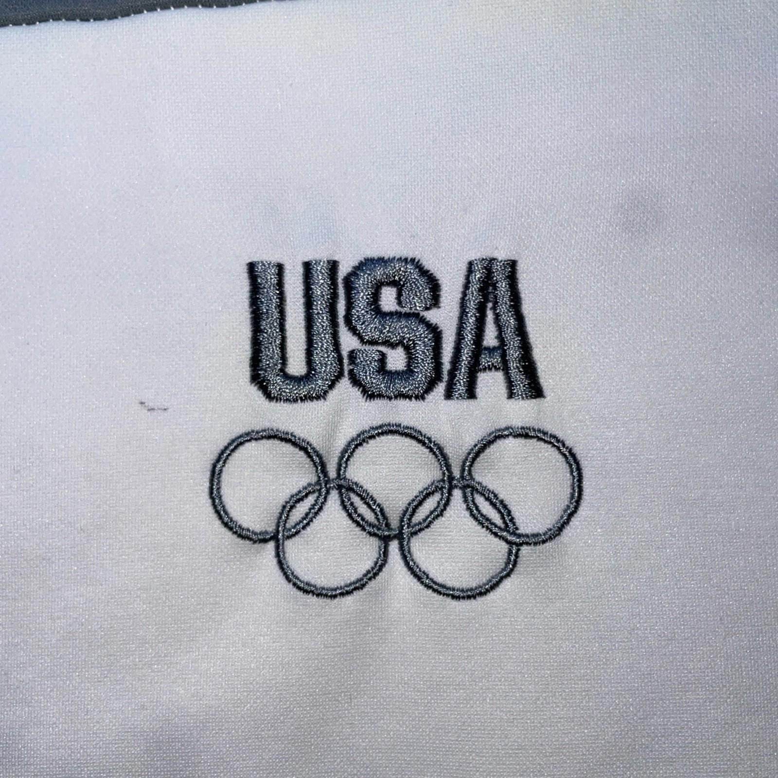 VTG United States Olympic Committee Full Zip Jacket M Unisex White Gray USA MADE