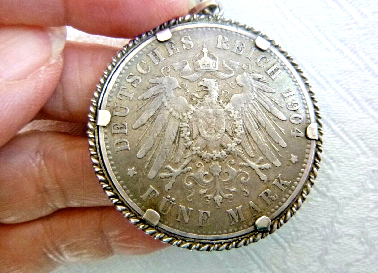1904 Deutsches Reich Kaiser Wilhelm Coin Necklace 835 Silver Manfred Liebl Box