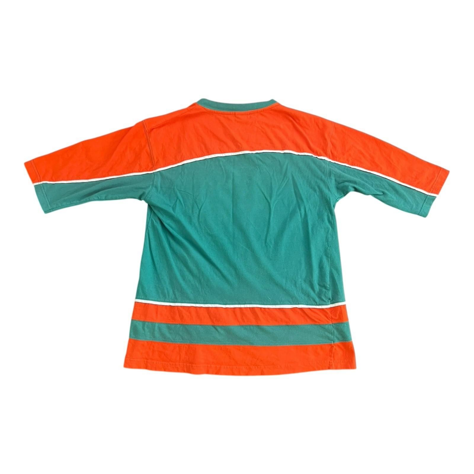 Vintage Active Miami Dolphins Shirt Logo USA Football Striped Short Sleeve