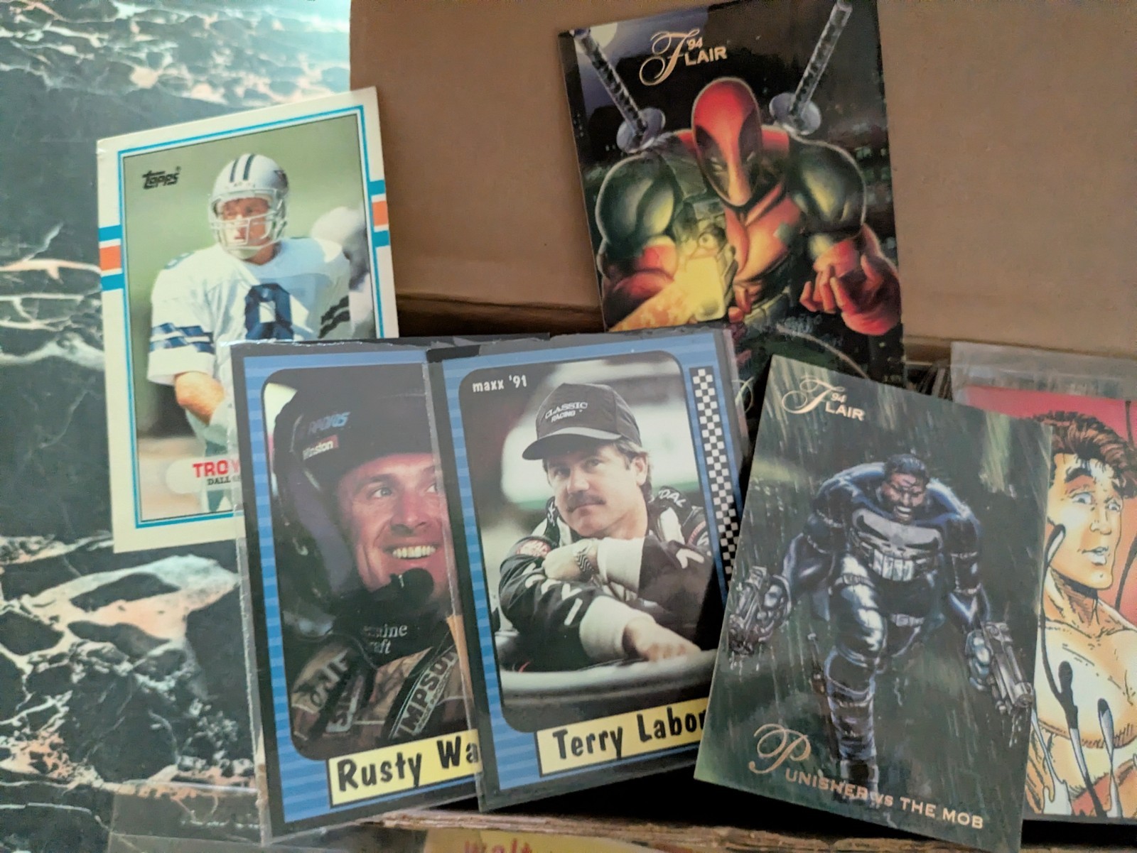 Mixed Trading Card Lot in Box – Sports, Marvel & Comic Cards DC Nascar 80’s 90’s