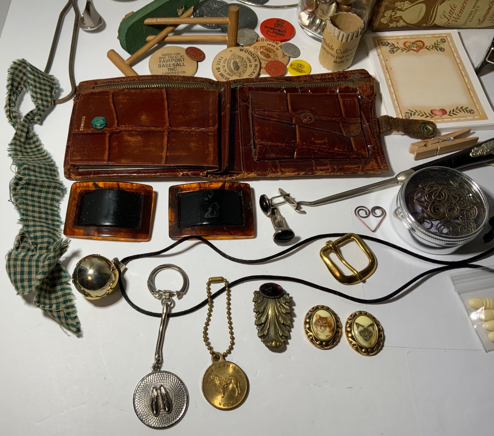VTG Junk Drawer Lot Assemblage Art Mixed Media Crafts 3.5# Book, Wallet, Buttons