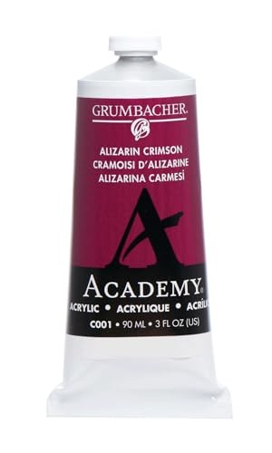 Grumbacher Academy Acrylic Paint, Gloss, 90ml/3 oz Metal Tube, Alizarin Crimson