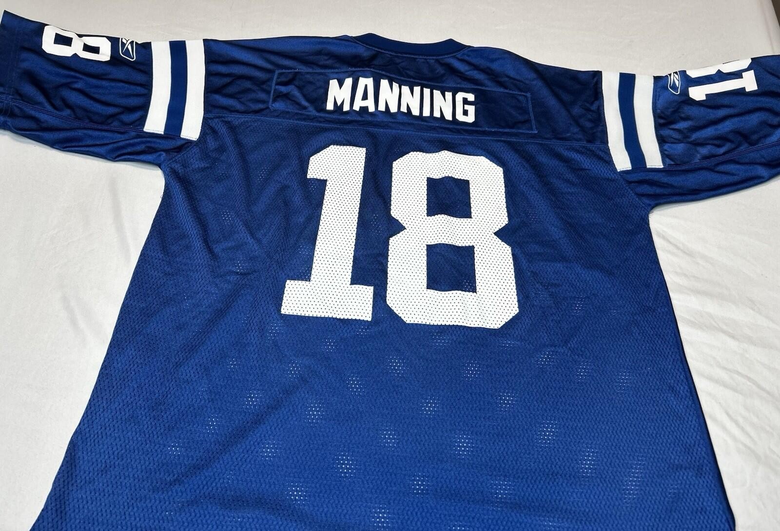 Reebok NFL Indianapolis Colts #18 Peyton Manning Jersey Mens XL Blue On Field