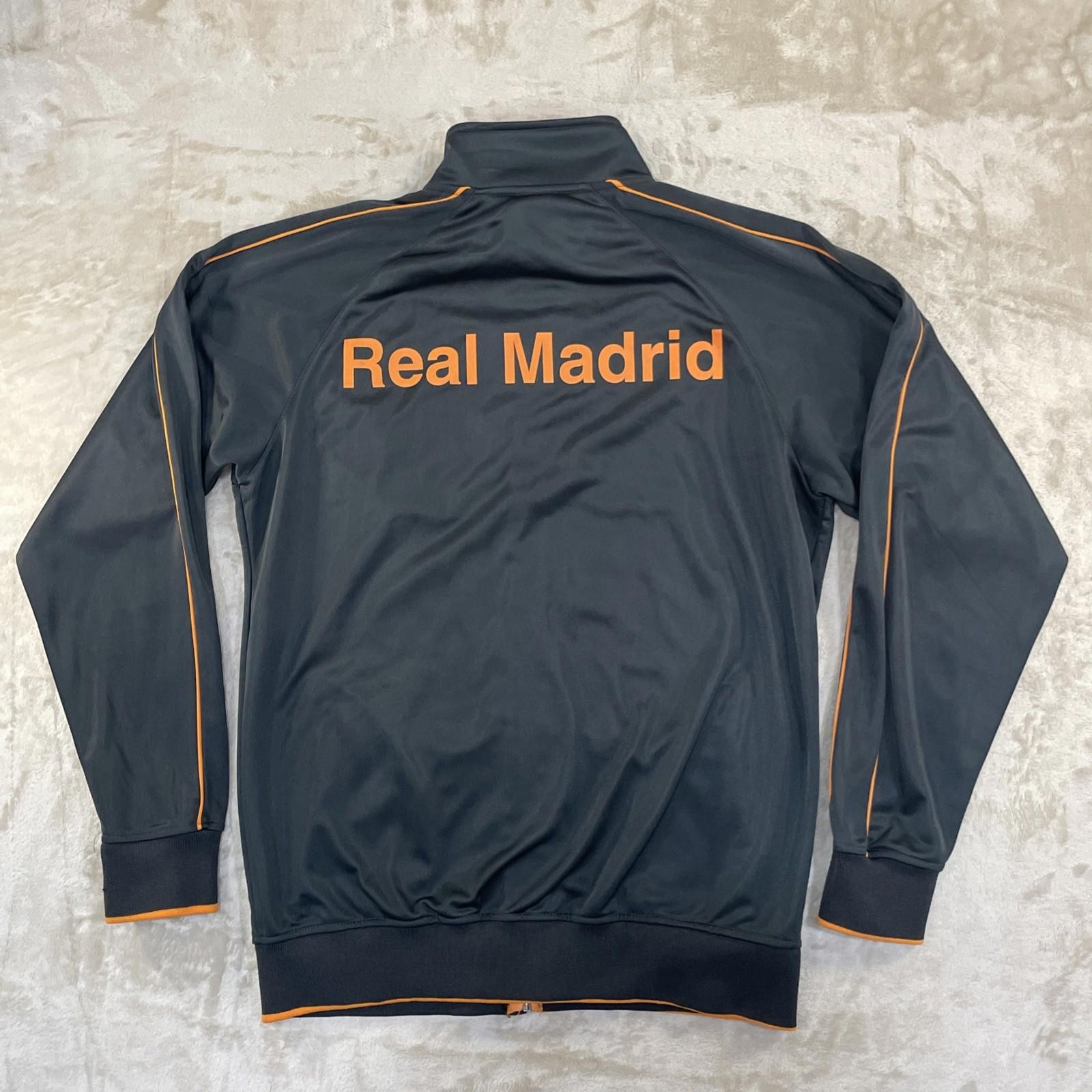 Real Madrid Track Jacket Top Black & Orange Men’s Size Large Excellent Cond.