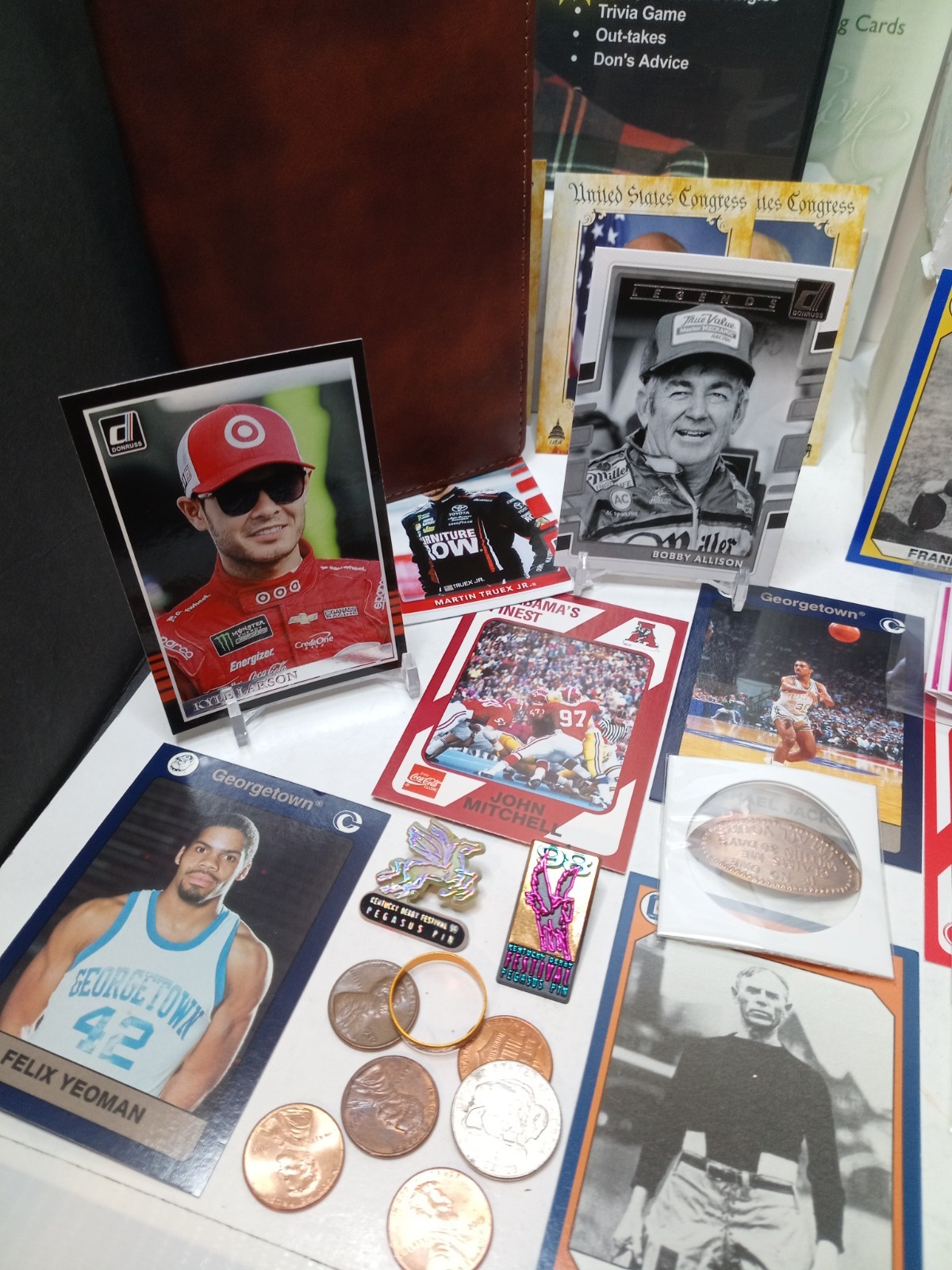 Junk Drawer Lot Sports Cards, Coins, Bottle Caps, Stamps, Tokens, Misc #64P