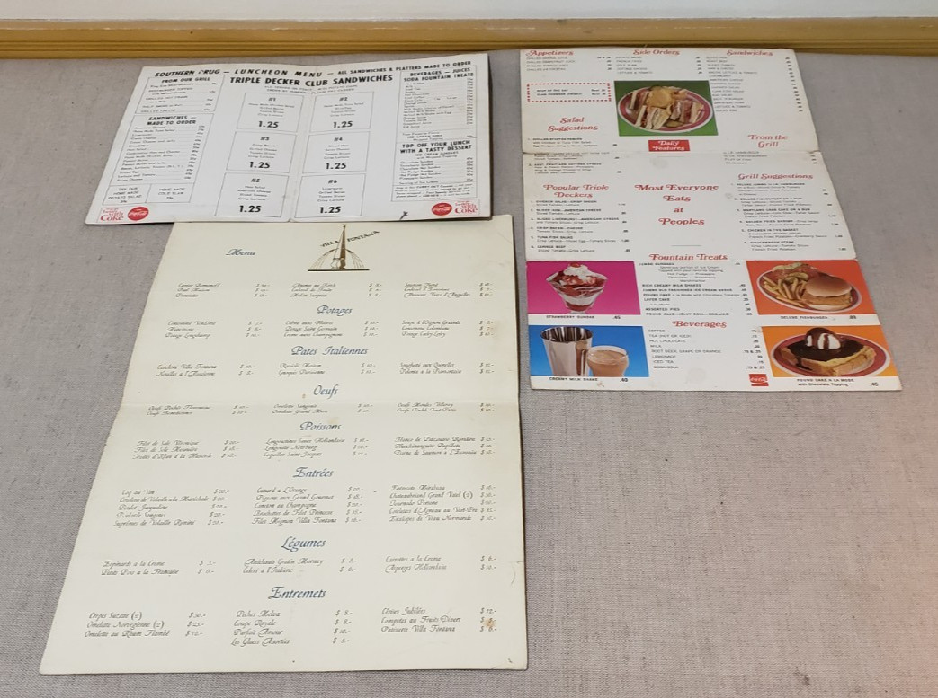 VINTAGE DESK DRAWER FINDS MAPS MENUS CALENDARS POLITICAL SATIRE SEE DESCRIPTION