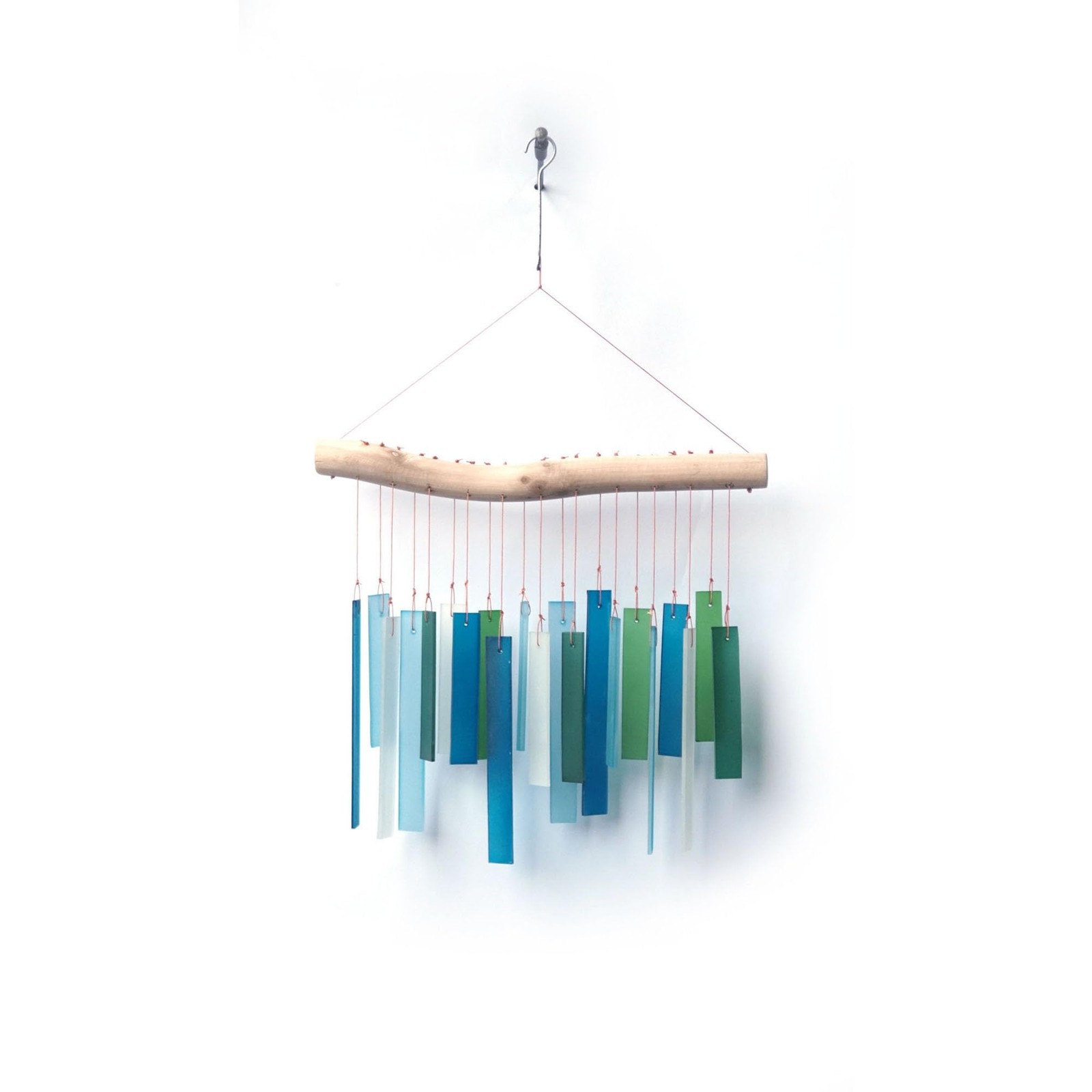 Sunset Vista Designs Handcrafted Driftwood & Sea Glass Wind Chime Large Blue