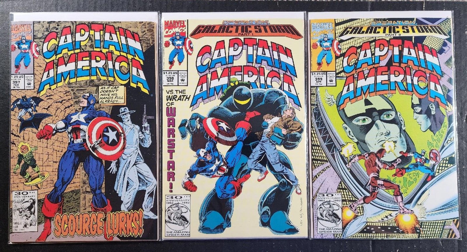 Captain America #397 398 399 High Grade Direct Editions Marvel 1991
