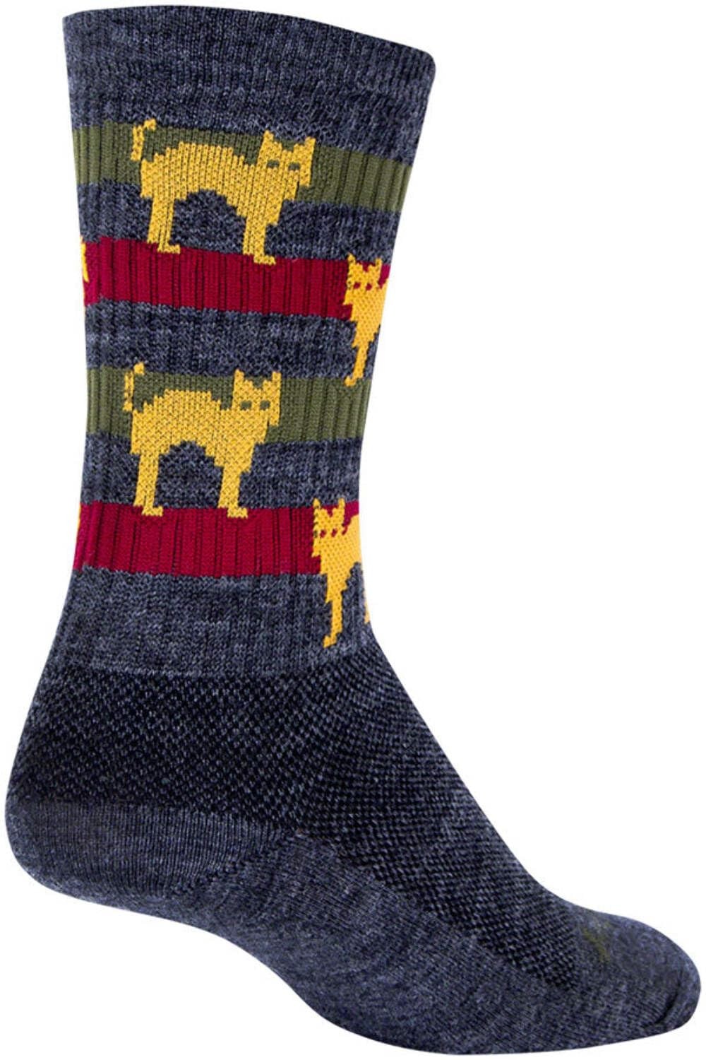 SockGuy 6 Wool Crew Catz Sock S M Sockguy Mixed Materials Everyday Use Animals