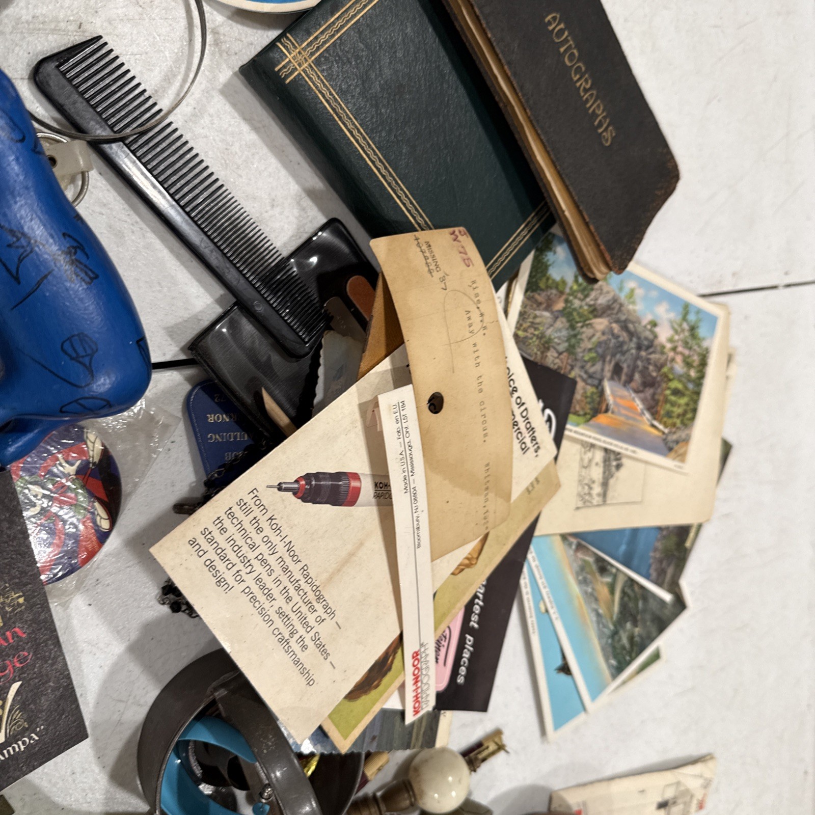 Huge Junk Drawer Lot Assorted Vtg Items Wood Metal Ephemera Figures Bottles MORE