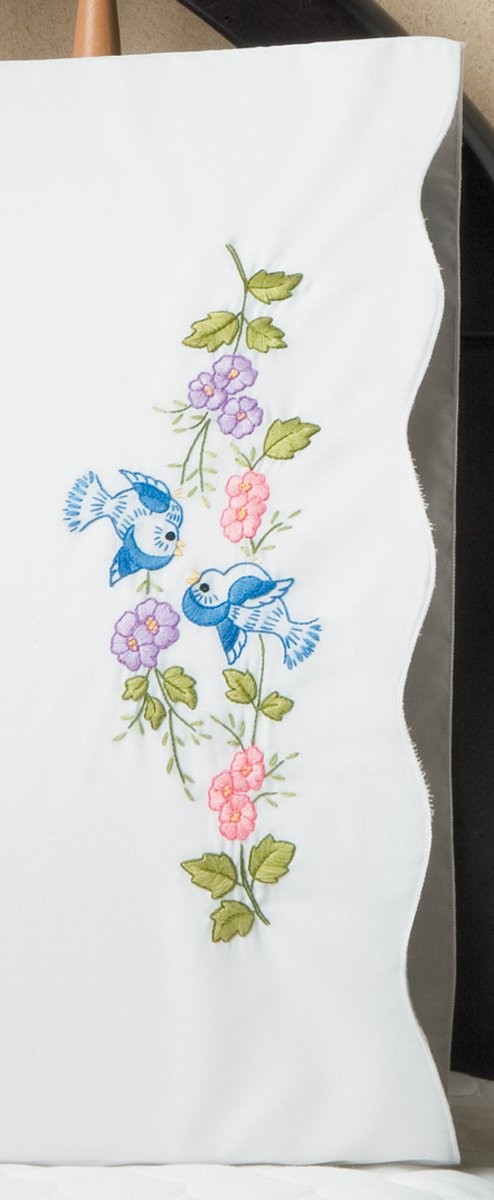 Tobin Stamped Embroidery kit Pillowcase Pair – Bluebirds