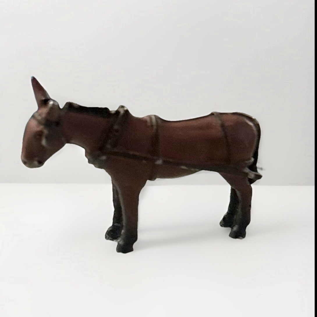 Lot of 4 Metal Miniature Donkeys Pack Mules O Scale 1:48 Diorama Pewter