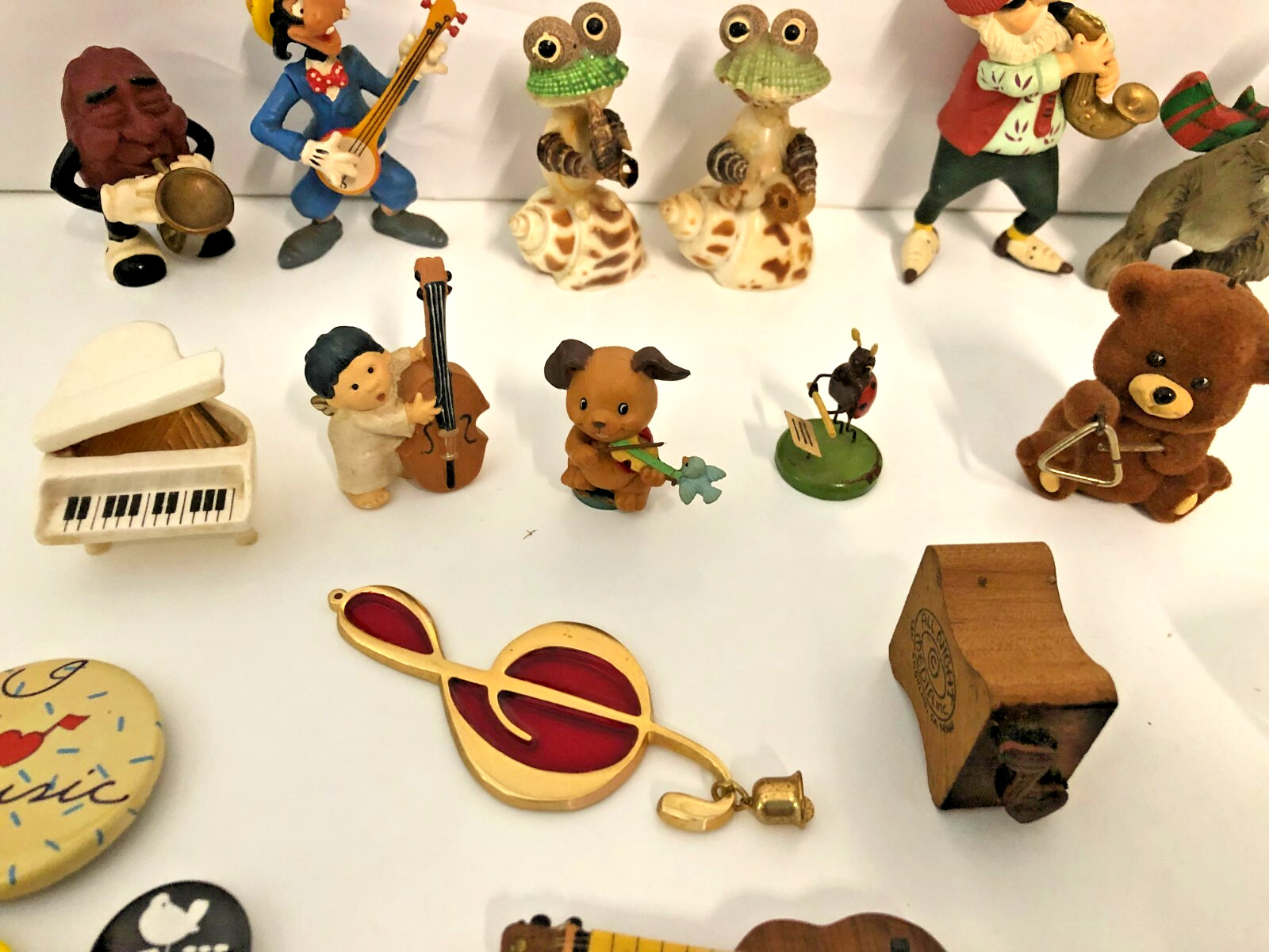 Vintage Lot 23 Music Miniatures Trinkets Buttons Ornaments Figurines Instruments