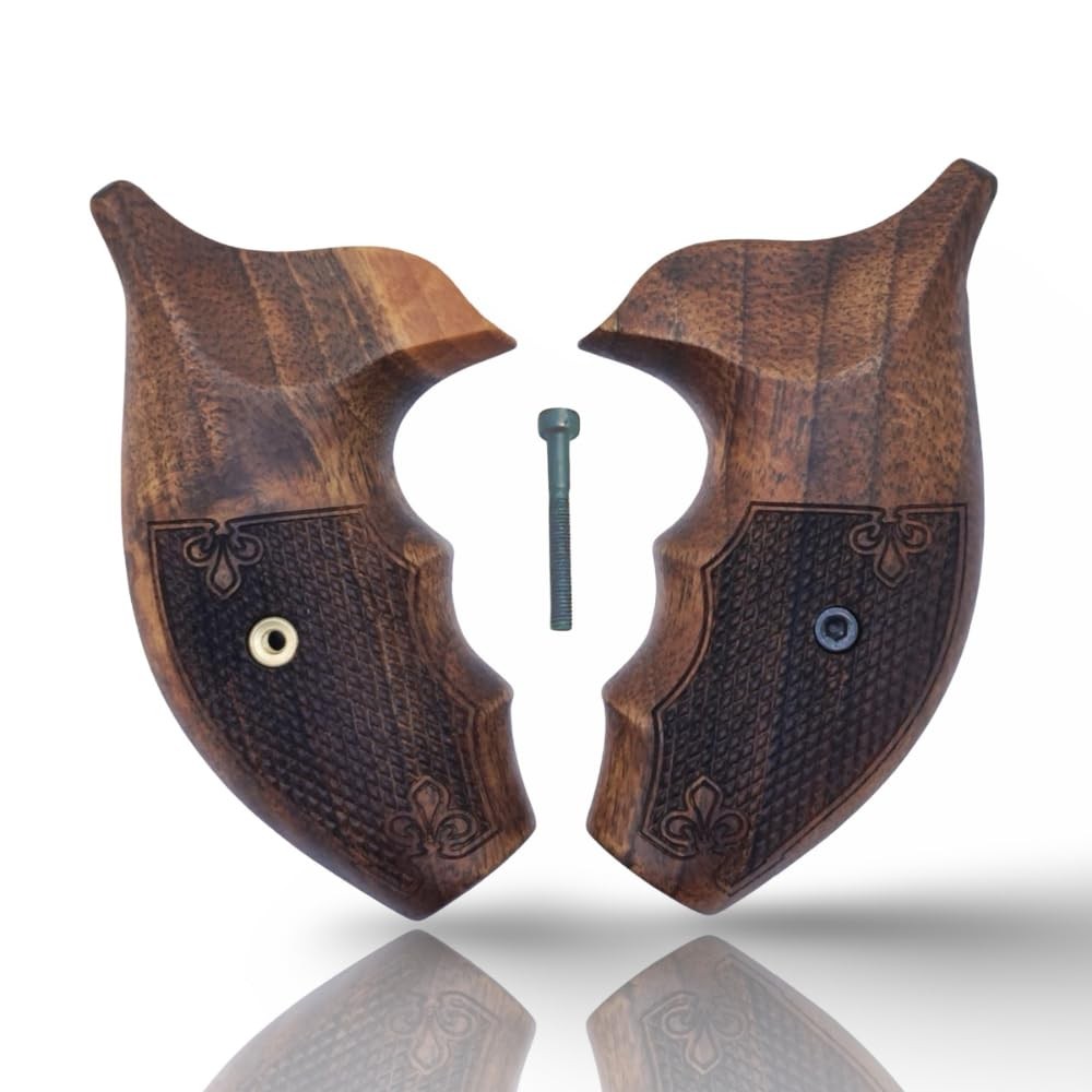 Zib Grips Revolver J Round Grips Real Wood 9mm Smith Wesson Pistol Grips