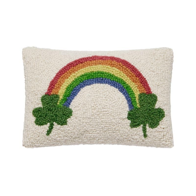 Peking Handicraft Shamrock Rainbow Hook Pillow 8×12 Multicolor