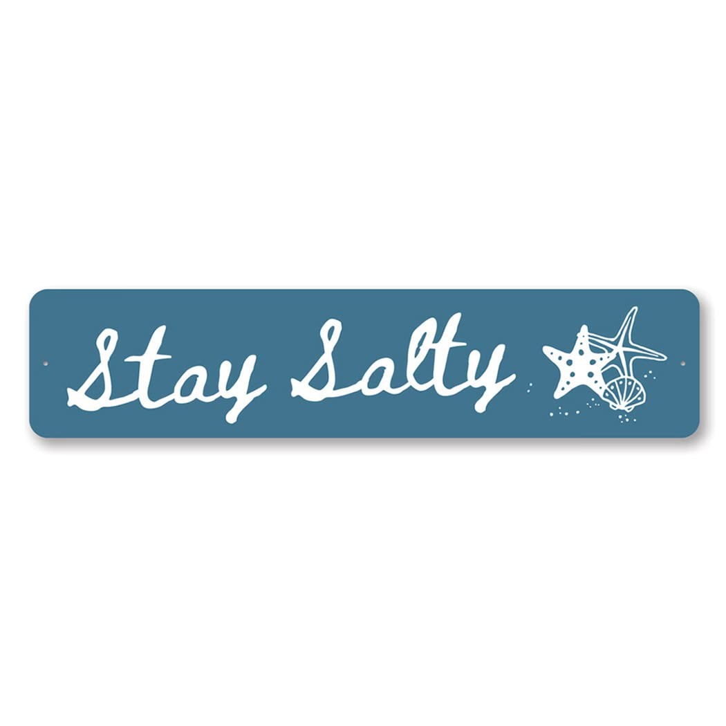 Stay Salty Aluminum Beach Sign, 3×13″, Starfish Coastal Wall Decor