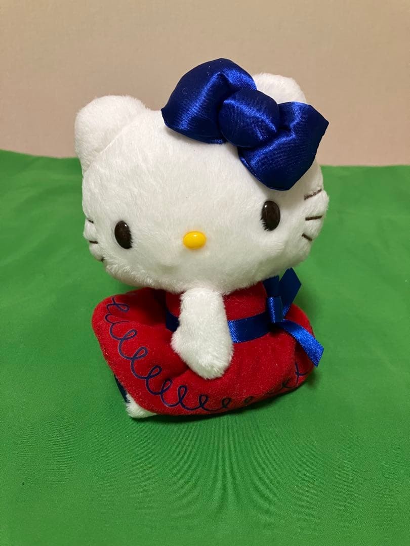 Rare Hello Kitty Plush Keychain Blue Ribbon Dress 5.1 in