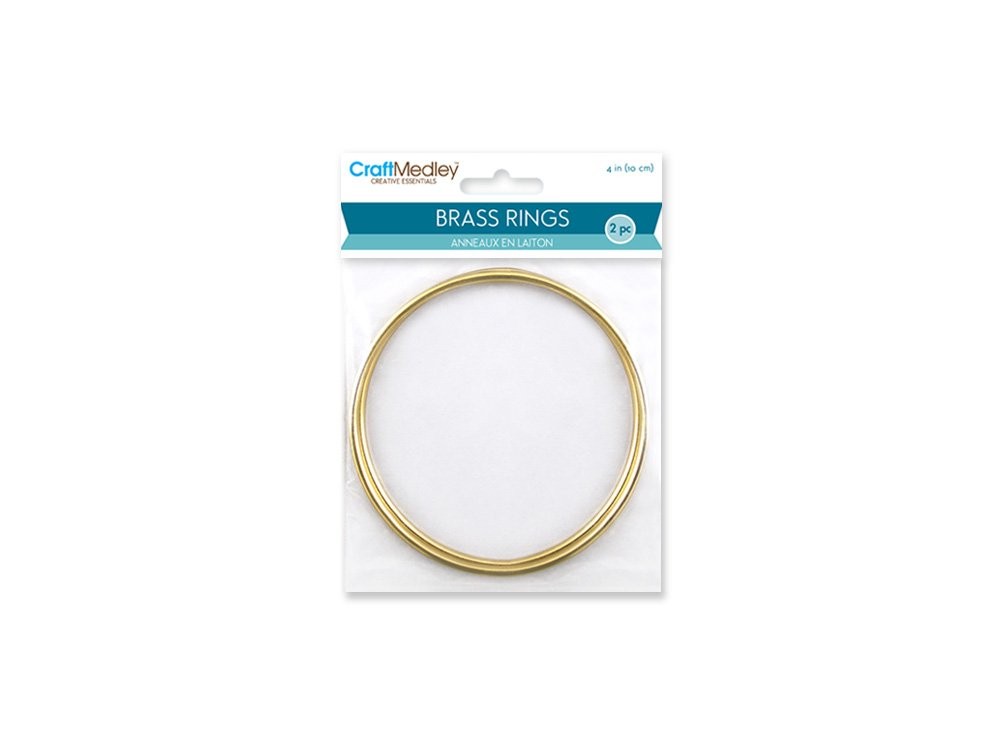 CraftMedley 2 Piece Round Brass Rings, 4″