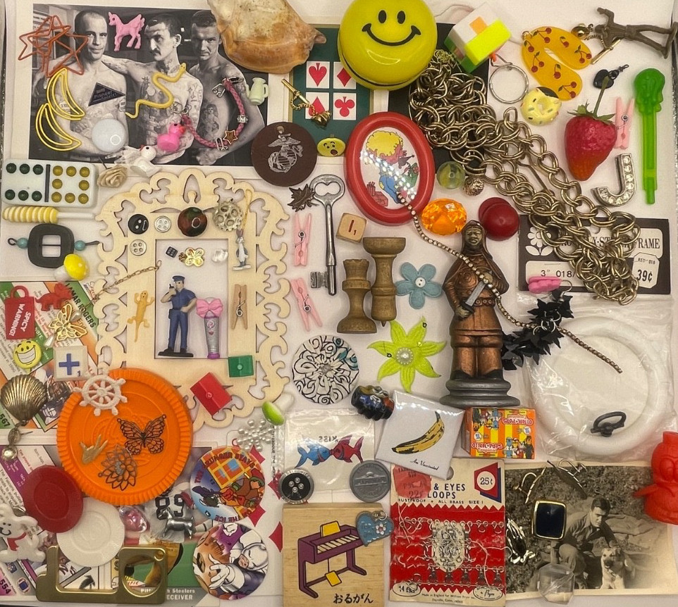 Fun Quirky, Junk, Found Objects, Mixed Assemblage Curio Art DIY Lot Trinkets 2W