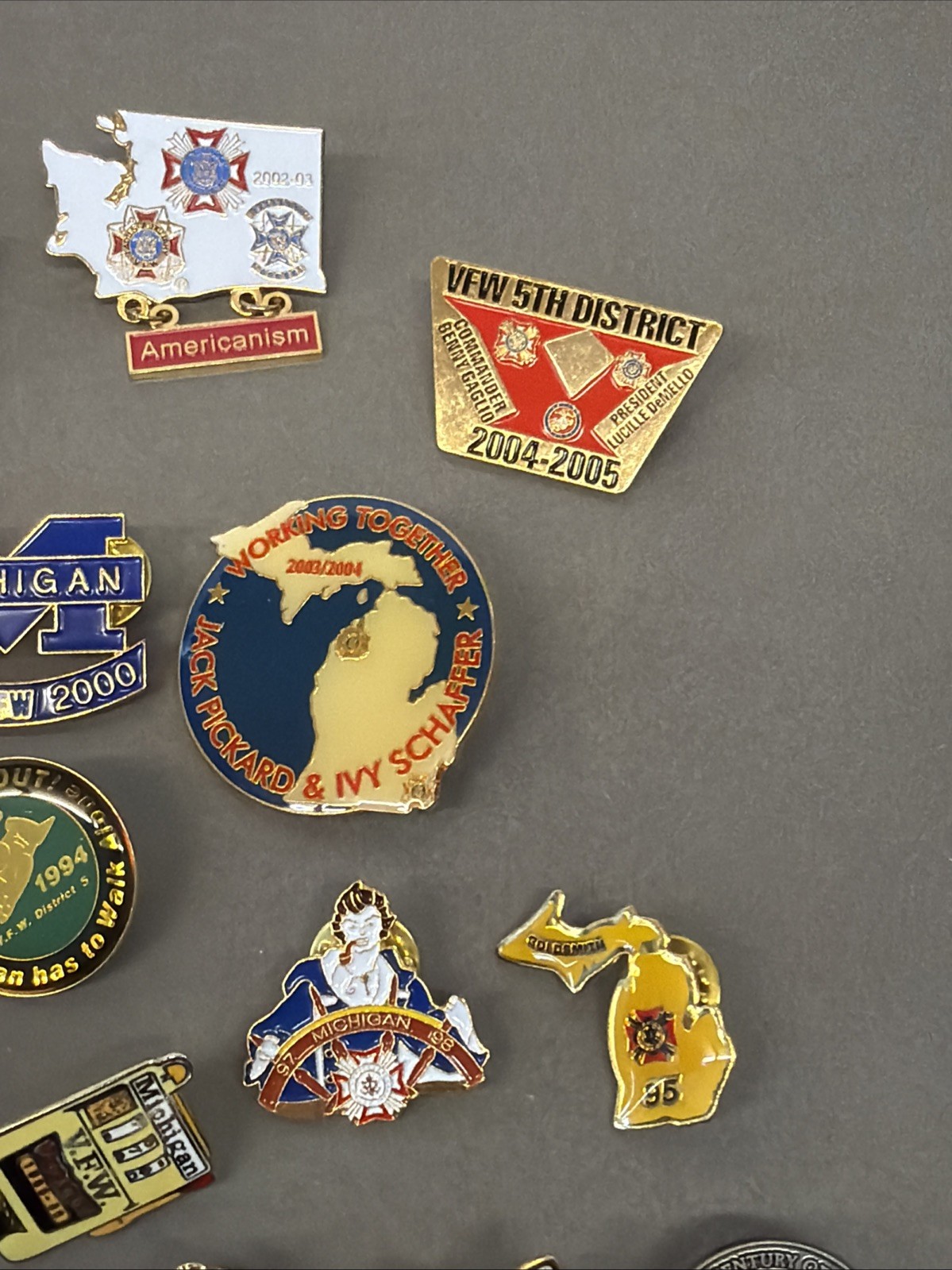 VTG Lapel Pins Lot – Vfw, Michigan, Travel, Flag, Eagle, Conventions #1 ms1