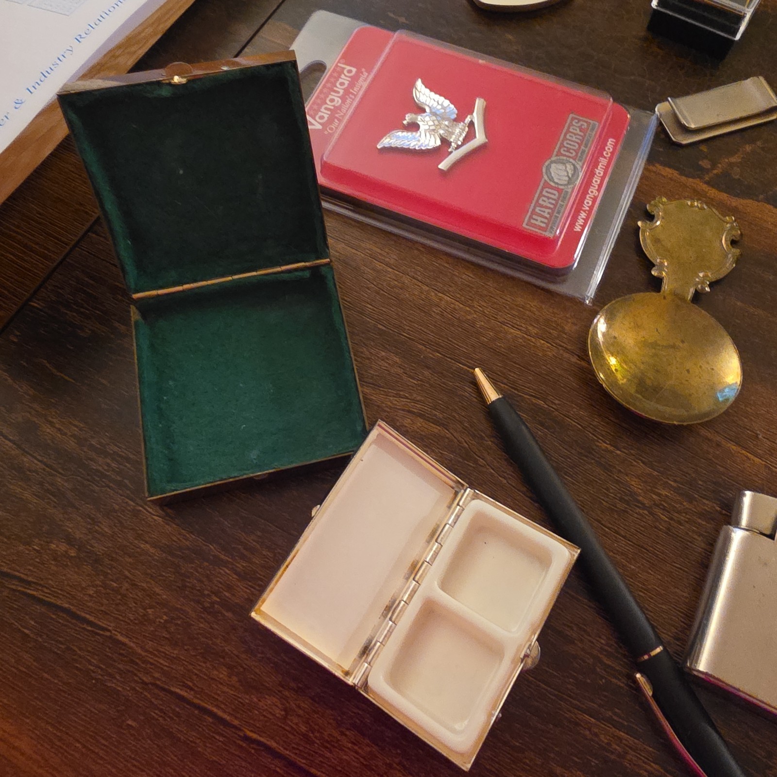 Vintage Junk Drawer Lot of Small Items Pill Box Buckle 10 Money Clip Mirror