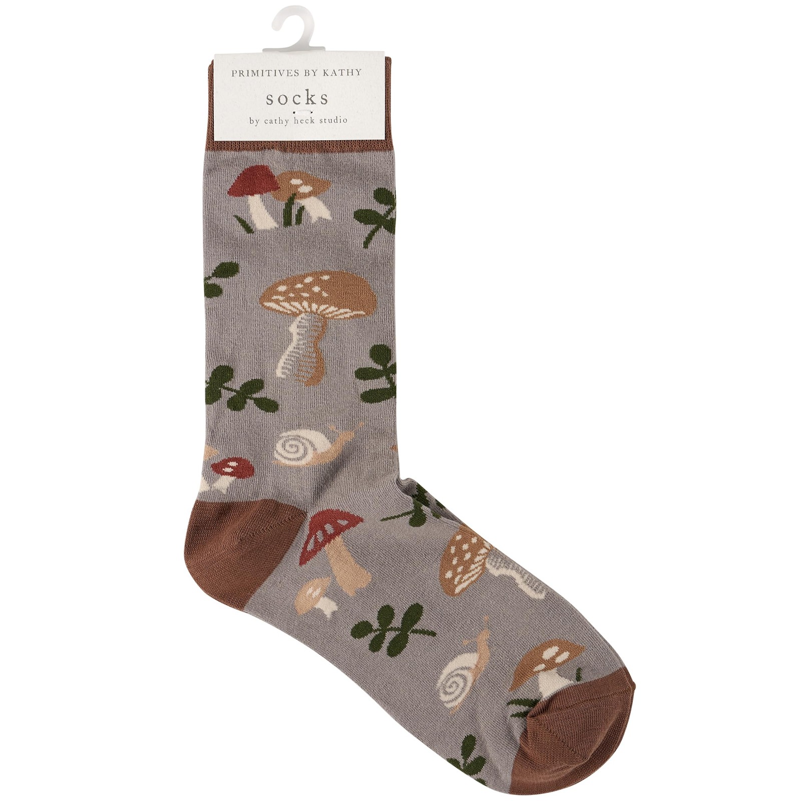 Primitives by Kathy Cottage Core Socks, Mushrooms & Snails, One Size