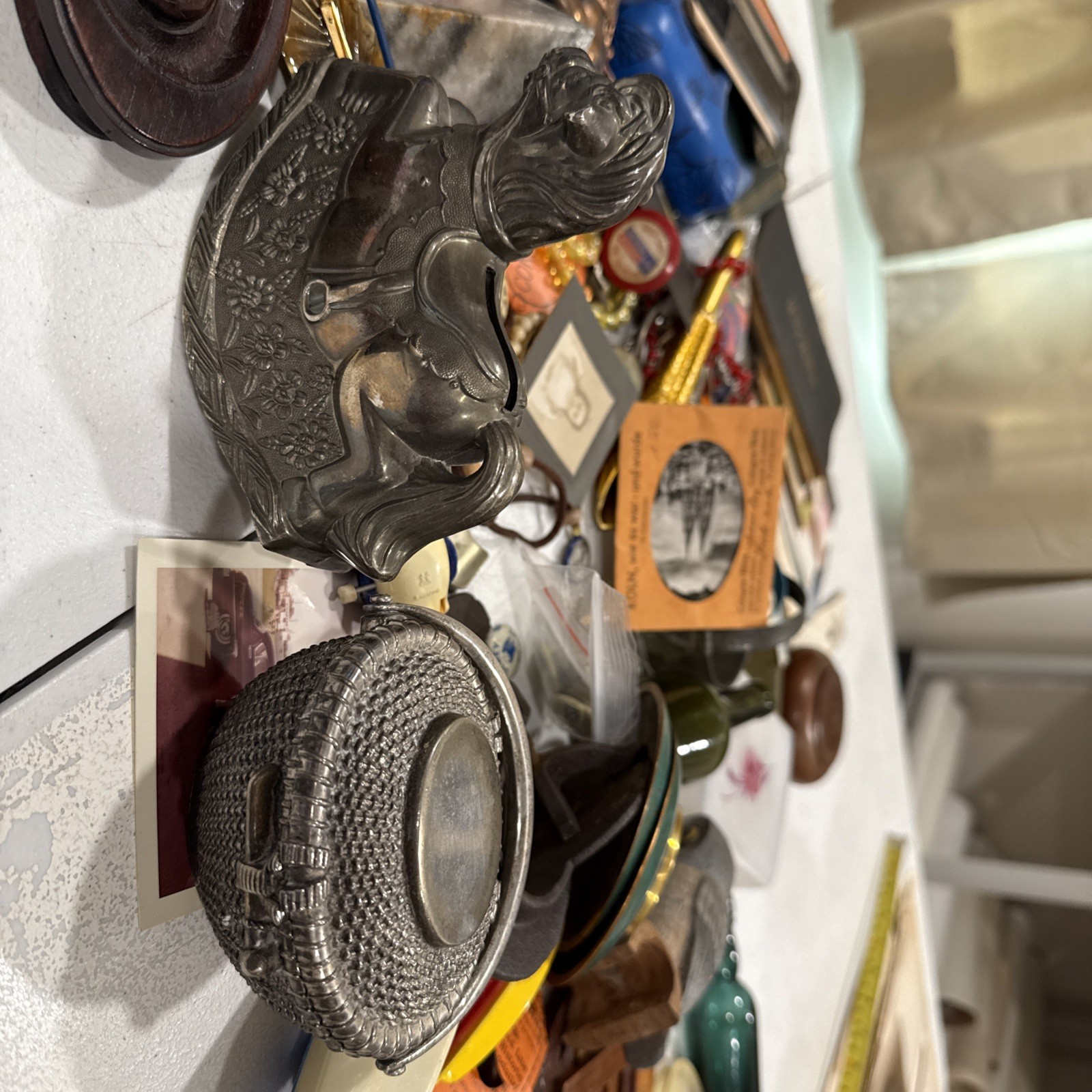 Huge Junk Drawer Lot Assorted Vtg Items Wood Metal Ephemera Figures Bottles MORE