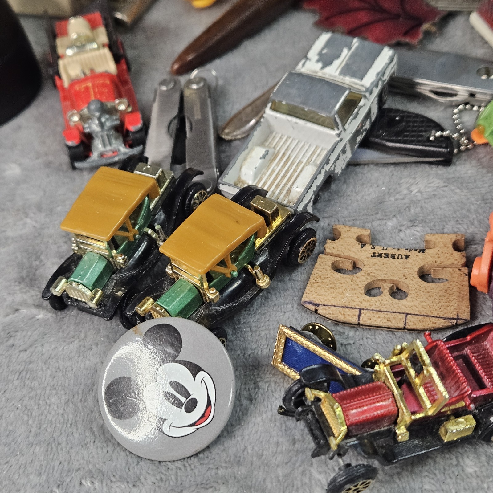 Huge VTG Junk Drawer Lot Skeleton Keys Cigar Box Bakelite Ertl Hammock Cars More