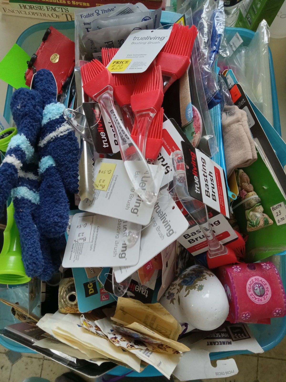 Lot Of Various Small Misc. Junk Drawer Items Box-6in X 6in X 6in SEE DESCRIPTION