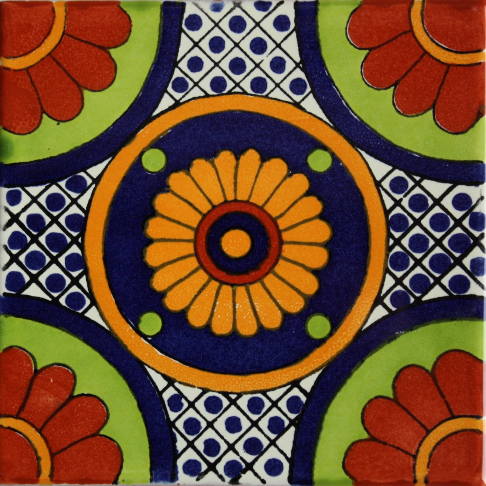 Fine Crafts & Imports 4 pcs Bacanora Talavera Mexican Tile Red 6×6 6 Inch small