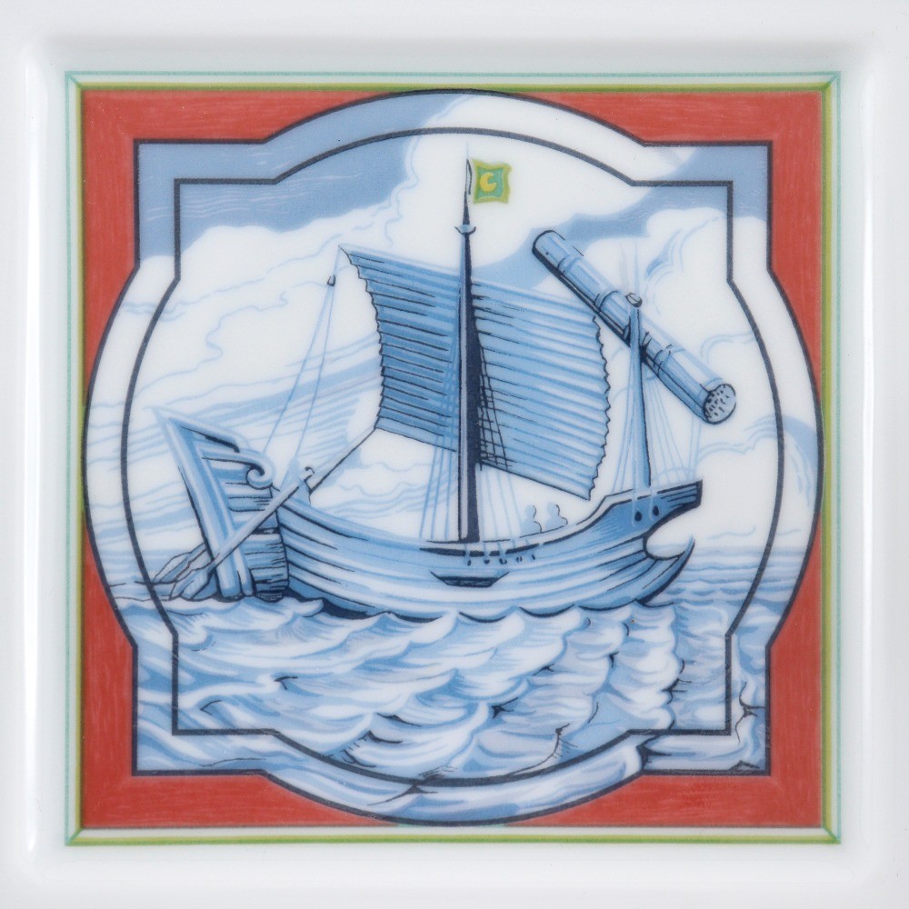 HERMES Ashtray Other miscellaneous goods Ashtray Sailing Ship Green Pottery _