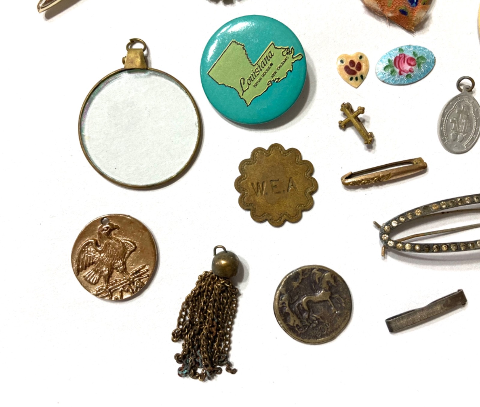 VTG Odds & Ends Collectible Lot 23 Pieces Pins Token Some Sterling Silver AS IS