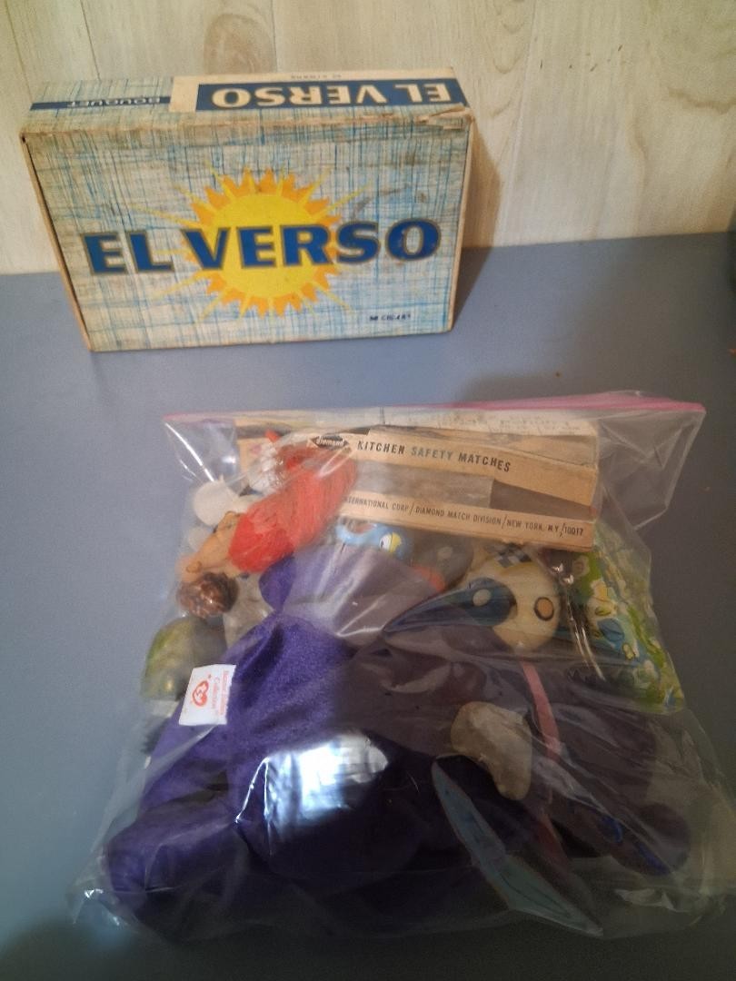 Junk Drawer Lot, Gumbie, trolls, chicken in car, Pincess Diana beanie baby